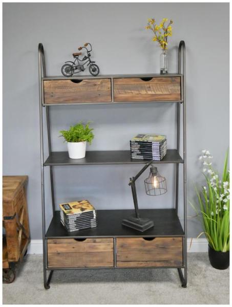 Product photograph of Dutch Industrial Fir Wood 4 Drawer Shelves from Choice Furniture Superstore.