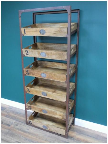 Product photograph of Dutch Industrial Mango Wood And Metal 6 Shelves from Choice Furniture Superstore.