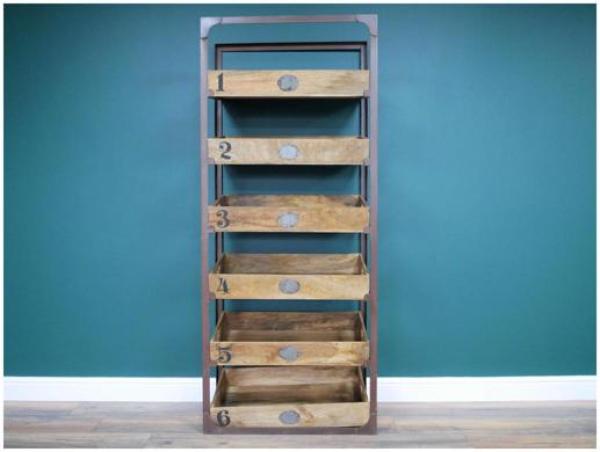 Product photograph of Dutch Industrial Mango Wood And Metal 6 Shelves from Choice Furniture Superstore.