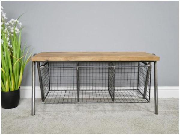 Product photograph of Dutch Industrial Wooden And Metal Shoe Storage from Choice Furniture Superstore.