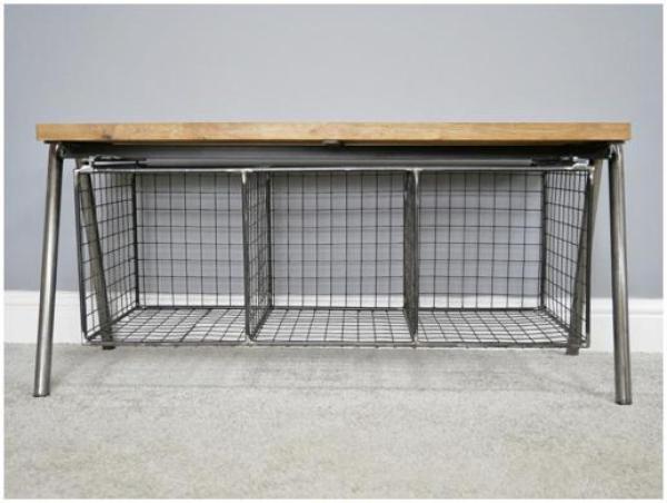 Product photograph of Dutch Industrial Wooden And Metal Shoe Storage from Choice Furniture Superstore.