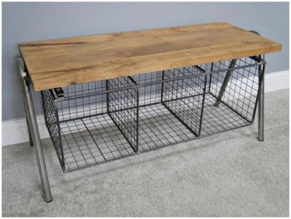 Product photograph of Dutch Industrial Wooden And Metal Shoe Storage from Choice Furniture Superstore.