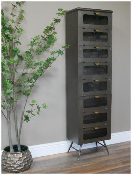 Product photograph of Dutch Industrial Metal And Glass Storage from Choice Furniture Superstore.