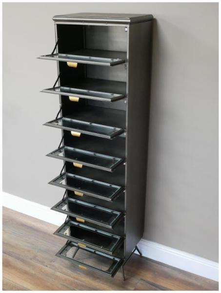 Product photograph of Dutch Industrial Metal And Glass Storage from Choice Furniture Superstore.