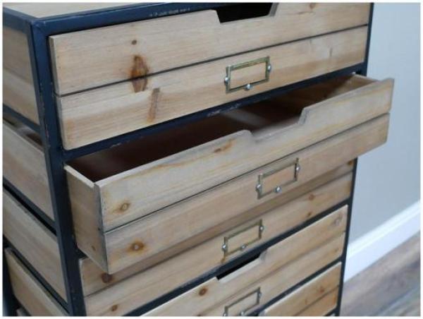 Product photograph of Dutch Industrial Wood And Black Multi Drawer Storage Cabinet from Choice Furniture Superstore.