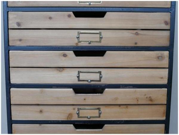 Product photograph of Dutch Industrial Wood And Black Multi Drawer Storage Cabinet from Choice Furniture Superstore.