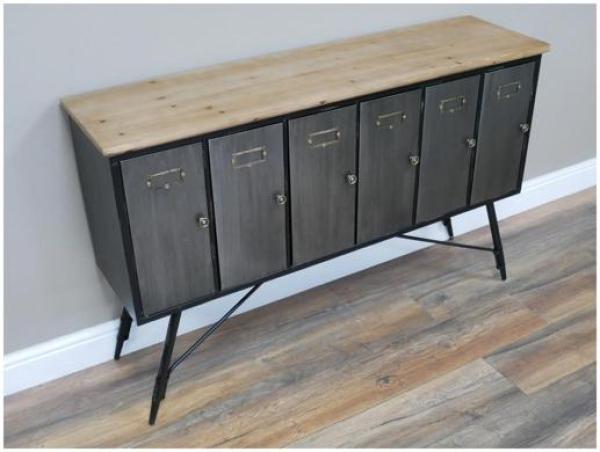 Product photograph of Dutch Industrial Wood And Metal Storage Cabinet from Choice Furniture Superstore.