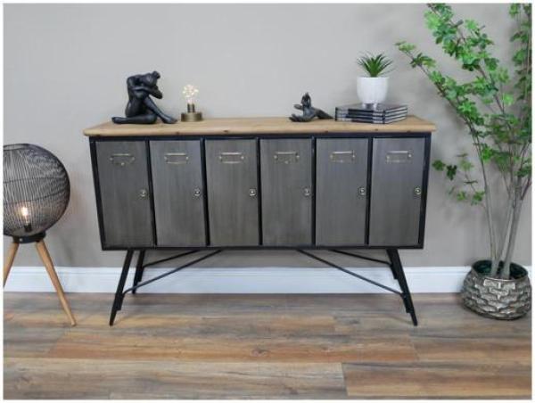 Product photograph of Dutch Industrial Wood And Metal Storage Cabinet from Choice Furniture Superstore.