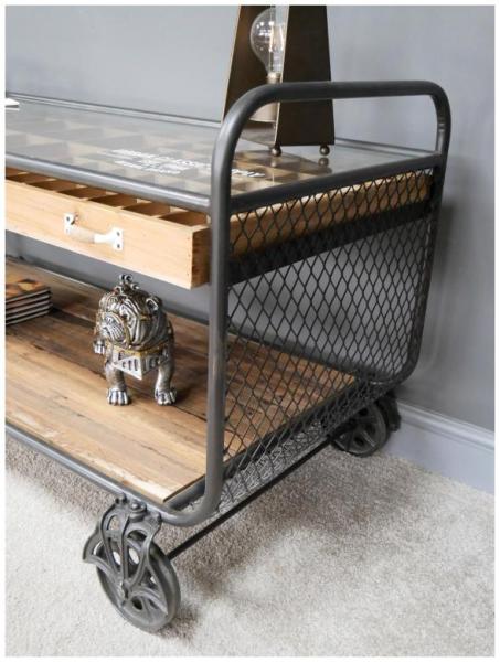 Product photograph of Dutch Industrial Fie Wood And Tempered Glass Top Storage Unit from Choice Furniture Superstore.