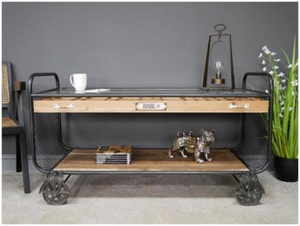Product photograph of Dutch Industrial Fie Wood And Tempered Glass Top Storage Unit from Choice Furniture Superstore.