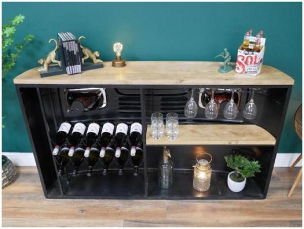 Product photograph of Dutch Industrial Mango Wood And Metal Truck Bar from Choice Furniture Superstore.