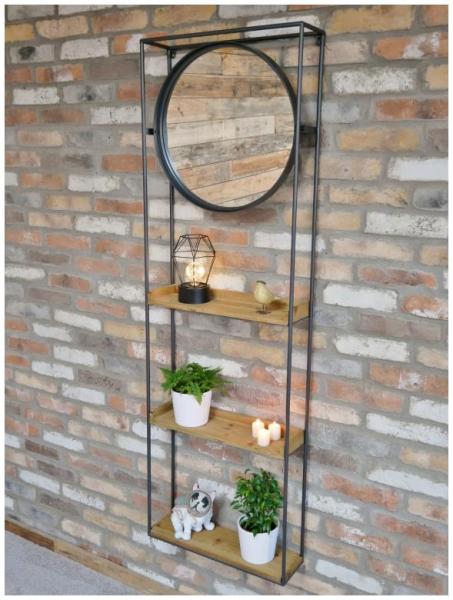 Product photograph of Dutch Industrial Fir Wood Wall Unit With Mirror from Choice Furniture Superstore.