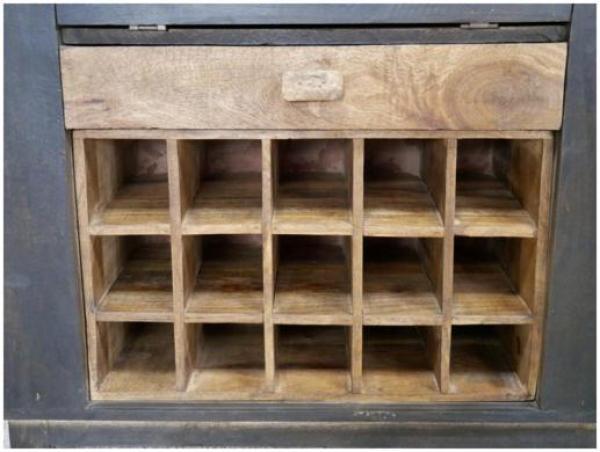 Product photograph of Dutch Industrial Mango Wood And Iron Wine Cabinet from Choice Furniture Superstore.
