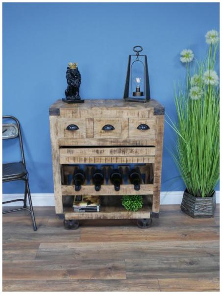 Product photograph of Dutch Industrial Mango Wood Wine Cabinet from Choice Furniture Superstore.