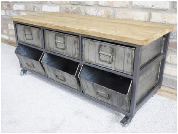 Product photograph of Dutch Retro Industrial 6 Drawer Cabinet from Choice Furniture Superstore.