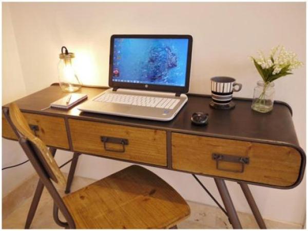 Product photograph of Dutch Retro Industrial 3 Drawer Desk from Choice Furniture Superstore.