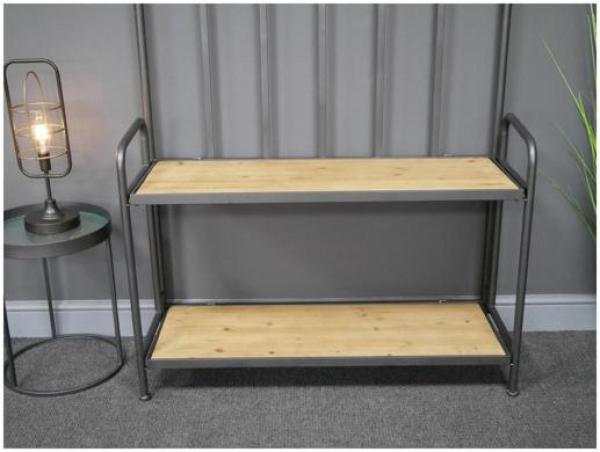 Product photograph of Dutch Retro Industrial Fir Wood And Metal Hall Stand from Choice Furniture Superstore.