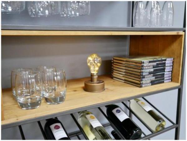 Product photograph of Dutch Retro Industrial Fir Wood And Metal 2 Door Wine Cabinet from Choice Furniture Superstore.