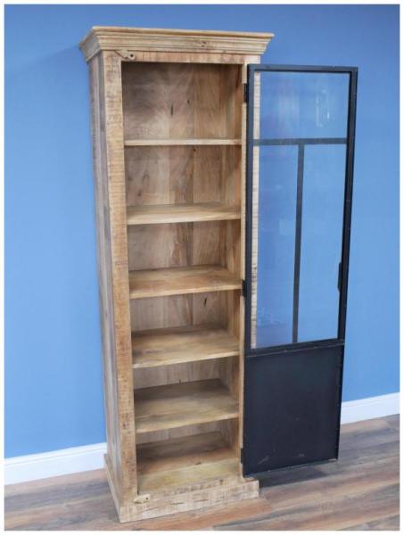 Product photograph of Dutch Industrial Mango Wood And Glass Tall Cabinet from Choice Furniture Superstore.