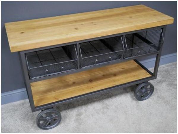 Product photograph of Dutch Industrial Fir Wood And Metal Cabinet from Choice Furniture Superstore.