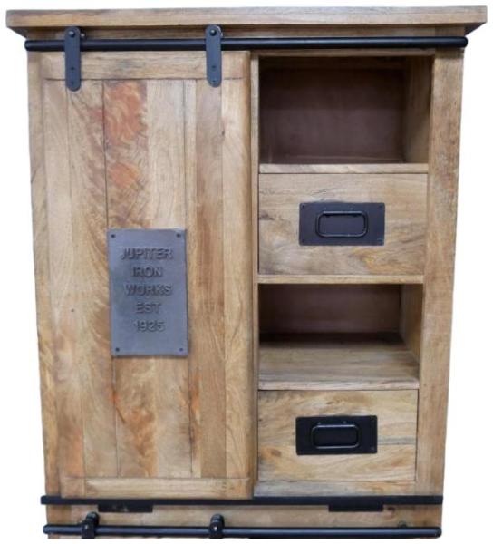 Product photograph of Dutch Industrial Mango Wood And Iron Large Cabinet from Choice Furniture Superstore.