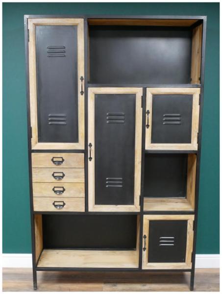Product photograph of Dutch Industrial Mango Wood 4 Door Large Cabinet from Choice Furniture Superstore.