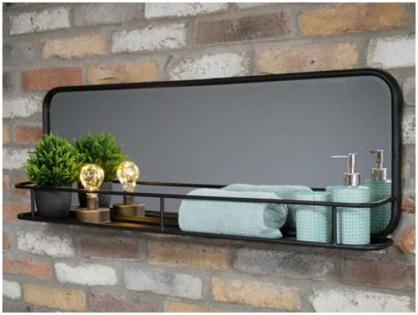 Product photograph of Dutch Industrial Metal Shelf With Mirror from Choice Furniture Superstore.