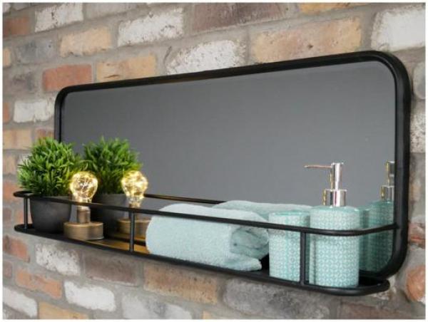 Product photograph of Dutch Industrial Metal Shelf With Mirror Set Of 2 from Choice Furniture Superstore.