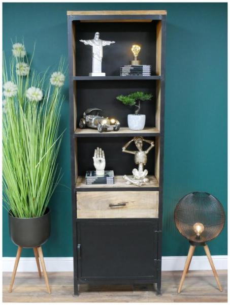 Product photograph of Dutch Industrial Mango Wood Large Bookcase from Choice Furniture Superstore.