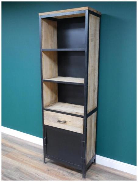 Product photograph of Dutch Industrial Mango Wood Large Bookcase from Choice Furniture Superstore.