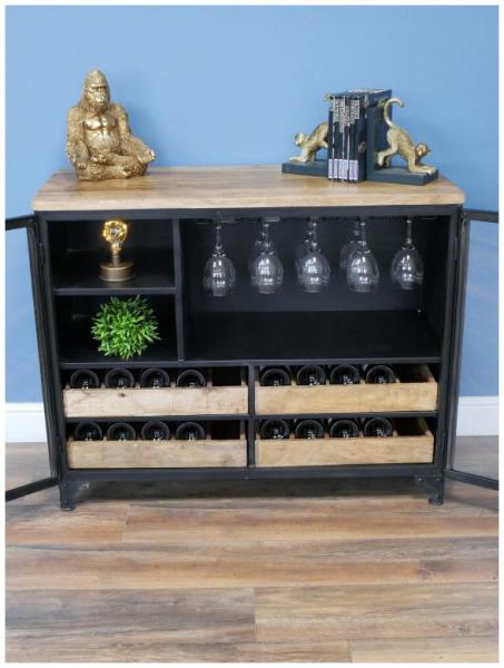 Product photograph of Dutch Industrial Mango Wood And Glass Bar from Choice Furniture Superstore.