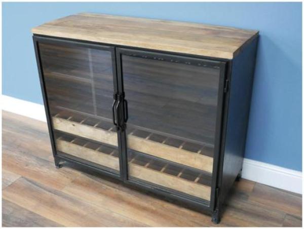 Product photograph of Dutch Industrial Mango Wood And Glass Bar from Choice Furniture Superstore.