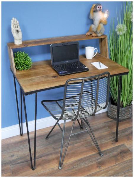 Product photograph of Dutch Industrial Mango Wood And Iron Desk from Choice Furniture Superstore.
