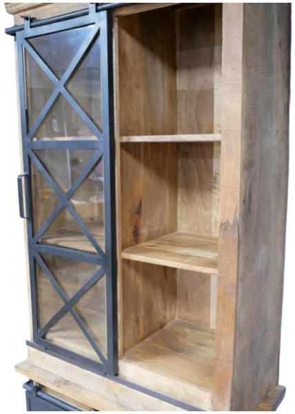 Product photograph of Dutch Industrial Mango Wood And Glass Dresser Unit from Choice Furniture Superstore.