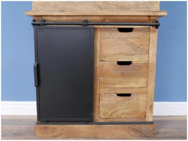 Product photograph of Dutch Industrial Mango Wood And Glass Dresser Unit from Choice Furniture Superstore.