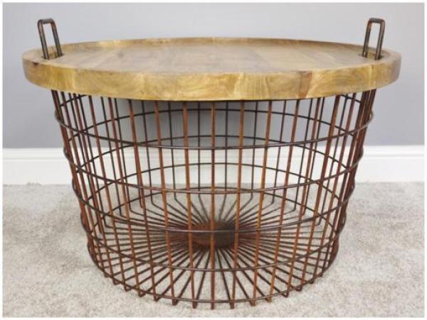 Product photograph of Dutch Rusty Basket With Wood Lid from Choice Furniture Superstore.