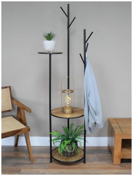 Product photograph of Dutch Coat Iron And Mango Wood Stand from Choice Furniture Superstore.