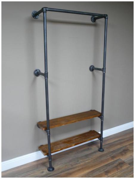 Product photograph of Dutch Industrial Metal Wood Pipe Coat And Shelving Stand from Choice Furniture Superstore.