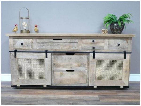 Product photograph of Dutch Rattan 7 Drawer 2 Door Large Sideboard from Choice Furniture Superstore.