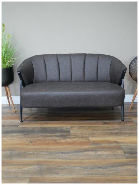 Product photograph of Dutch Retro Leather And Steel 2 Seater Sofa from Choice Furniture Superstore.
