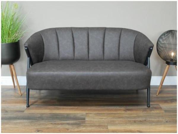 Product photograph of Dutch Retro Leather And Steel 2 Seater Sofa from Choice Furniture Superstore.