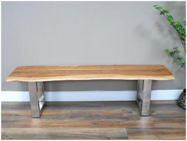 Product photograph of Dutch Live Edge Acacia Wood Bench from Choice Furniture Superstore.