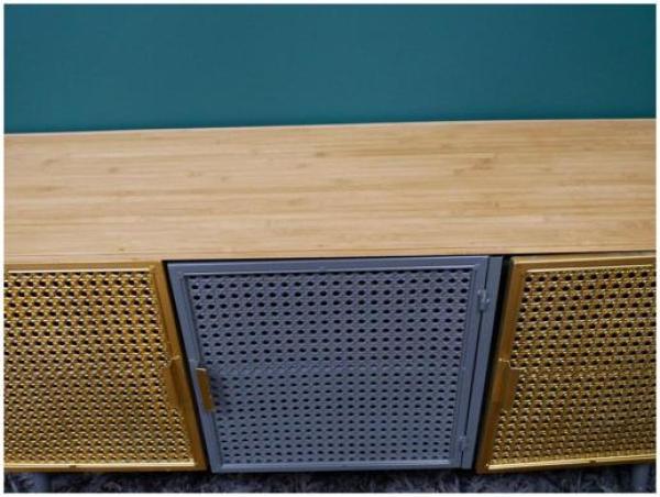 Product photograph of Dutch Low Metal 3 Door Medium Sideboard from Choice Furniture Superstore.