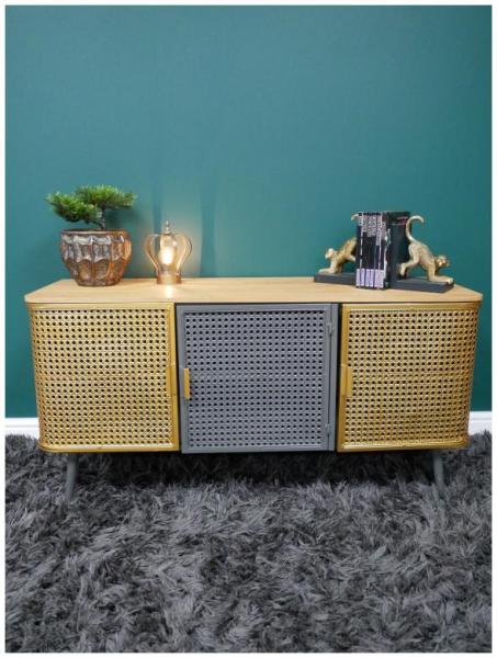 Product photograph of Dutch Low Metal 3 Door Sideboard from Choice Furniture Superstore.