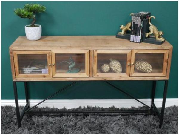 Product photograph of Dutch Wood And Metal 4 Door Medium Sideboard from Choice Furniture Superstore.