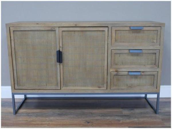 Product photograph of Dutch Distressed Rustic 3 Drawer 2 Door Medium Sideboard from Choice Furniture Superstore.