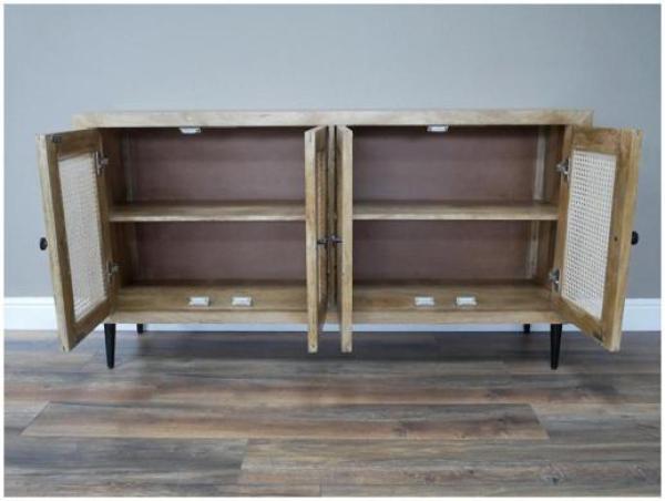 Product photograph of Dutch Rattan Acacia Wood 4 Door Medium Sideboard from Choice Furniture Superstore.