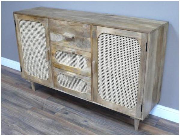 Product photograph of Dutch Acacia Wood 3 Drawer 2 Door Sideboard from Choice Furniture Superstore.