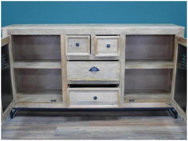 Product photograph of Dutch Mango Wood 4 Drawer 2 Door Sideboard from Choice Furniture Superstore.