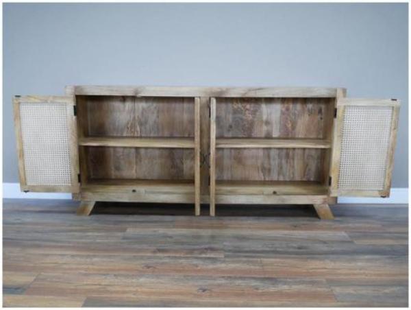 Product photograph of Dutch Acacia Wood And Rattan Large Sideboard from Choice Furniture Superstore.